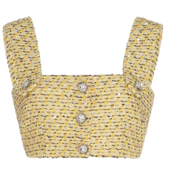 CATWALK CONNECTIONS YELLOW CROP TOP - Picture 1 of 7